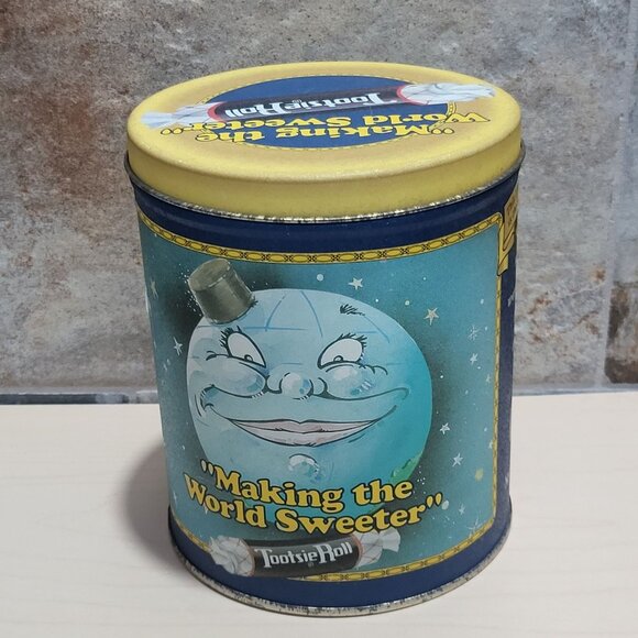 Vintage Tootsie Roll Collectible Tin Smiling Moon Face Making The World Sweeter - Picture 4 of 9